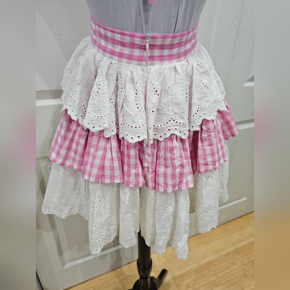 ~SOLD~ Dolls Kill Sugar Thrillz Pink Gingham Tiered Halter Smore Sweetness Dress - Picture 6 of 10